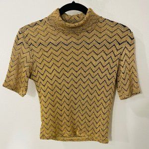 Vintage Bebe Stretch Crop Top - Gold - Small